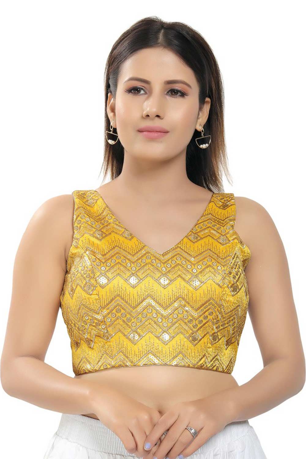 Buy Yellow Mulbury Silk Embroidered Blouse Online