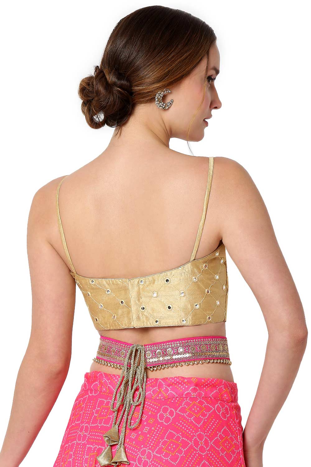 Diana Gold Dupion Art Silk Embroidered Strappy Sleeveless Blouse