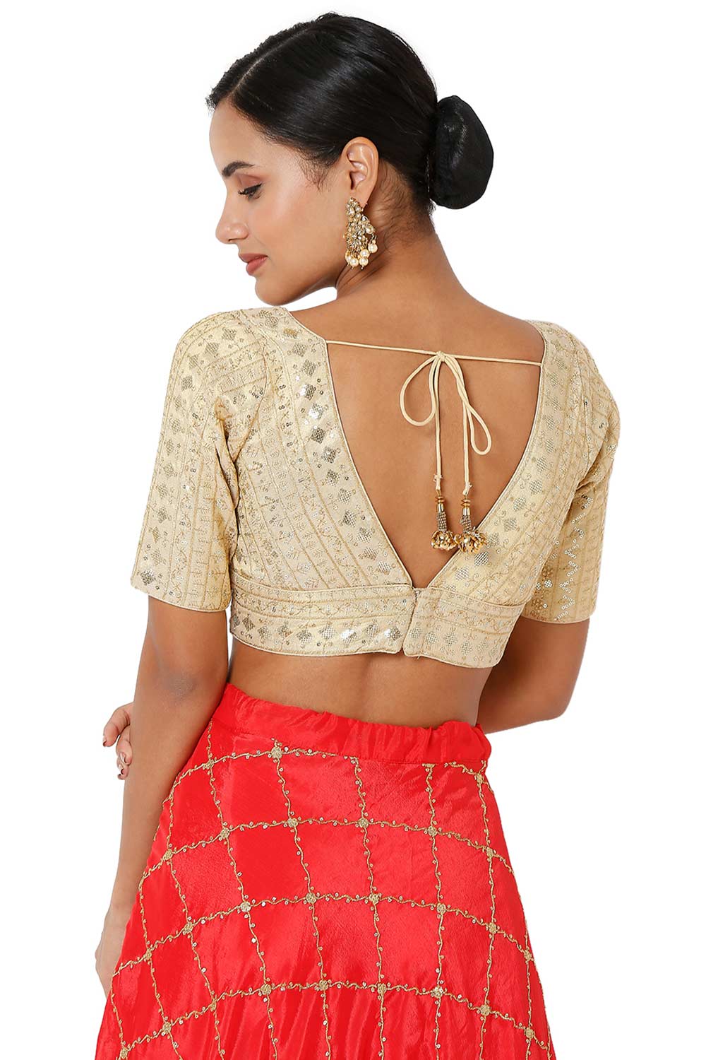 Buy Gold Tissue Embroidered Blouse Online