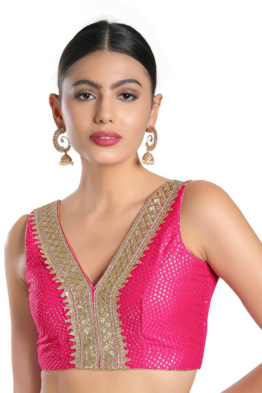 Buy Pink Jain Silk  Sequin Blouse Online