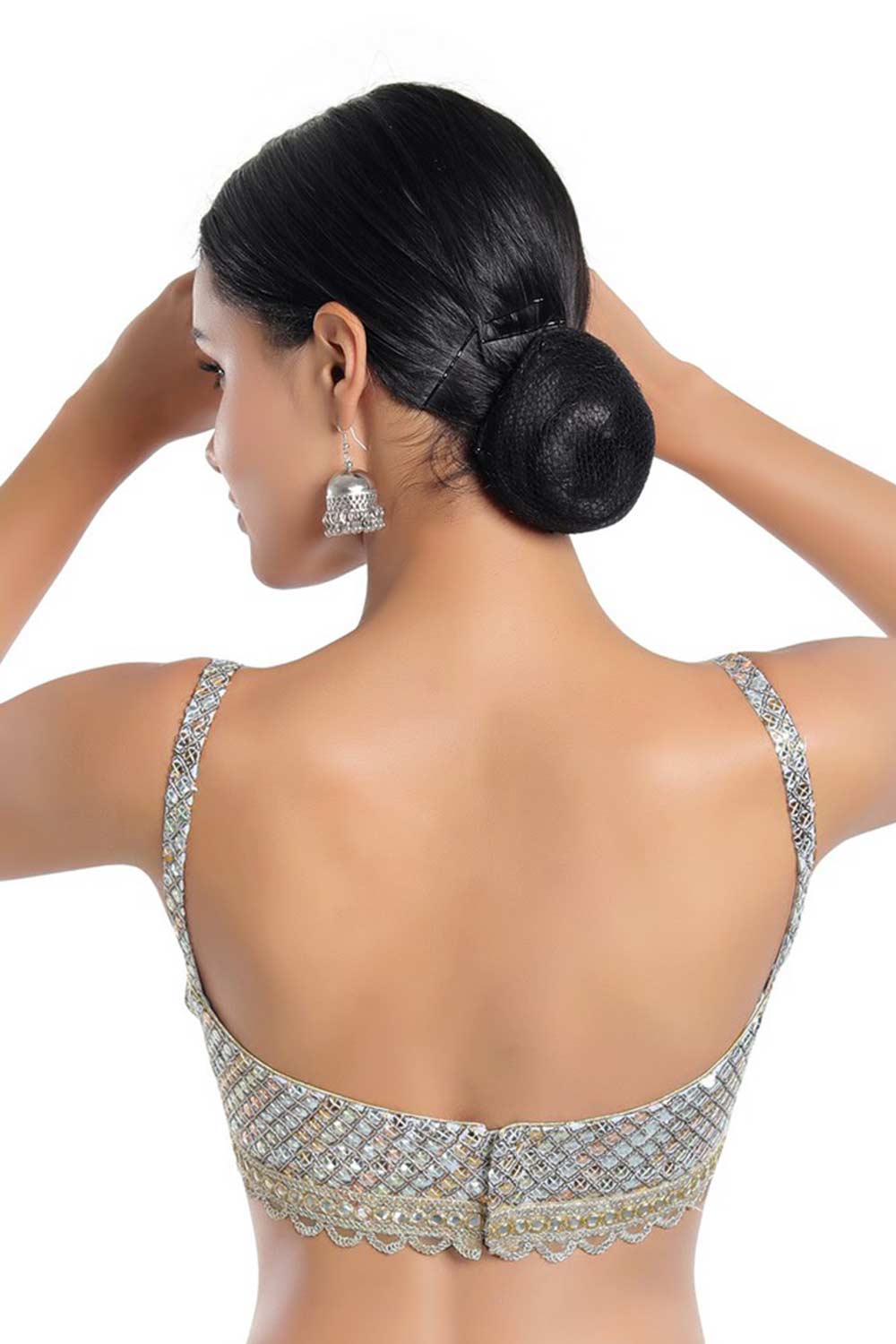 Selena Grey Georgette Sequin Strappy Sleeveless Blouse