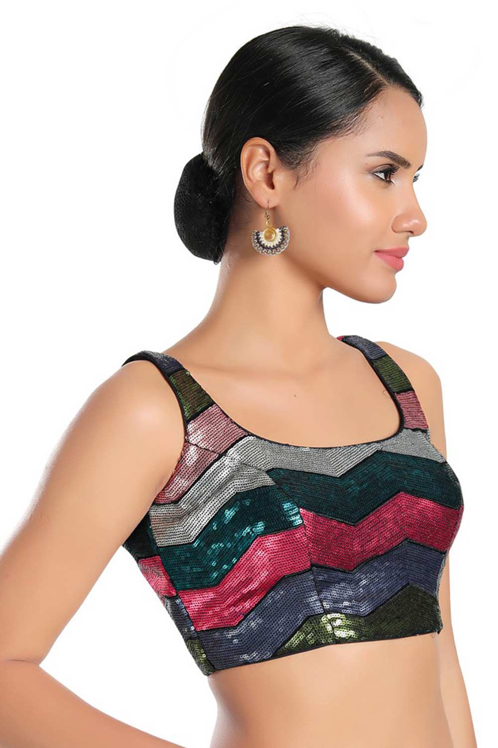 Katrina Multicolor Georgette Sequin Sleeveless Blouse