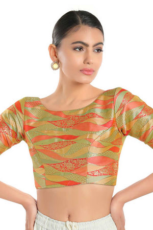 Buy Pista Green Brocade Woven Blouse Online