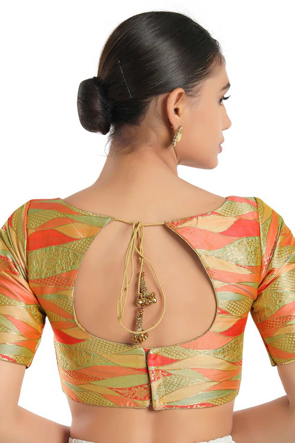 Pista Green Brocade Woven Blouse