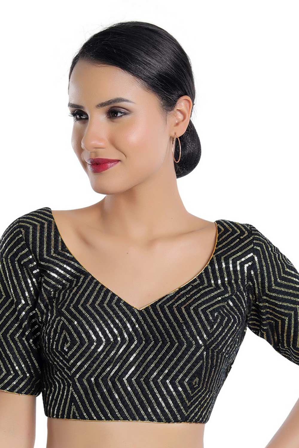 Buy Black Silk  Sequin Blouse Online