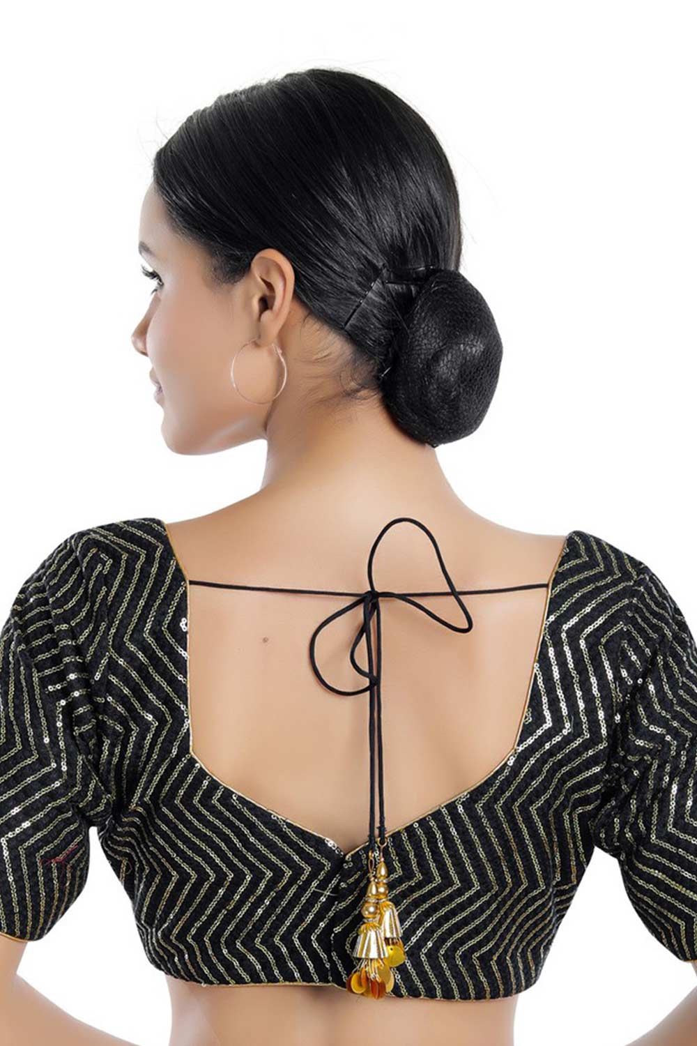 Lena Black Art Silk Sequin Blouse