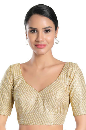 Buy Gold Silk  Sequin Blouse Online