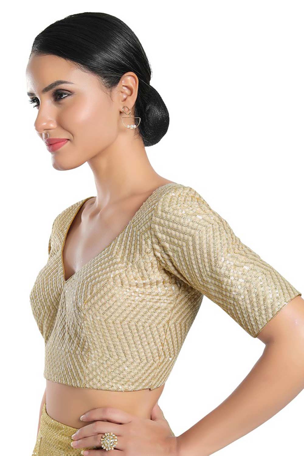 Gold Art Silk Sequin Blouse
