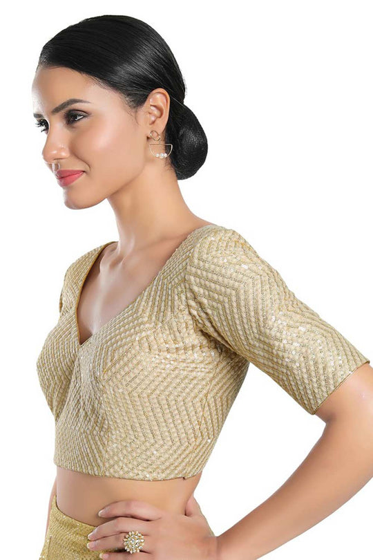 Gold Art Silk Sequin Blouse