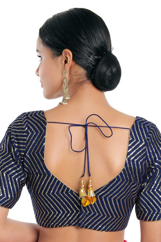 Lena Navy Blue Art Silk Sequin Blouse
