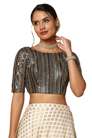 Buy Black Silk Blend  Sequin Blouse Online