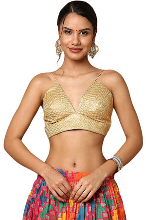 Buy Gold Silk Blend  Sequin Blouse Online