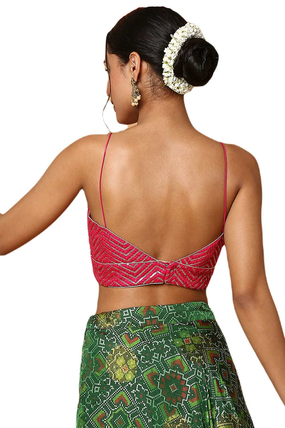 Alia Pink Deep-V Strappy Sleeveless Blouse