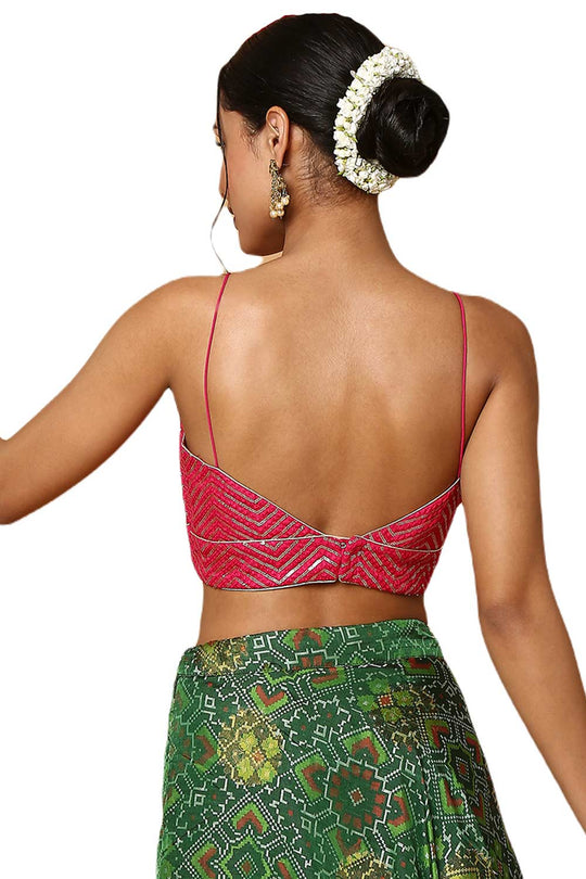 Alia Pink Deep-V Strappy Sleeveless Blouse