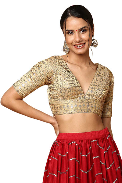 Buy Copper Silk Blend  Embroiderd Blouse Online