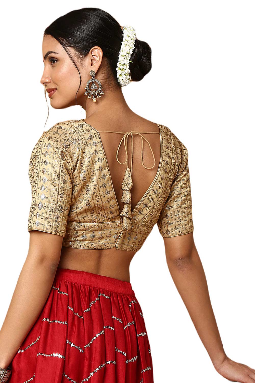 Adina Copper Gold Half Sleeve Embroidered Blouse