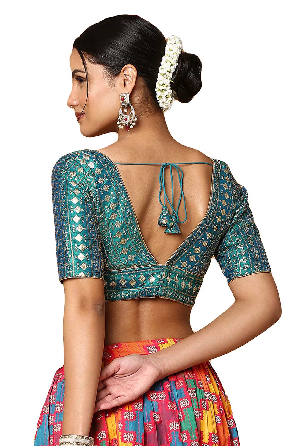 Rama Green Silk Blend Embroidered Blouse