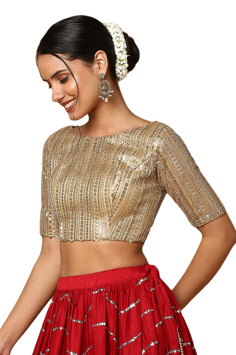 Stila Gold Silk Blend Sequin Blouse
