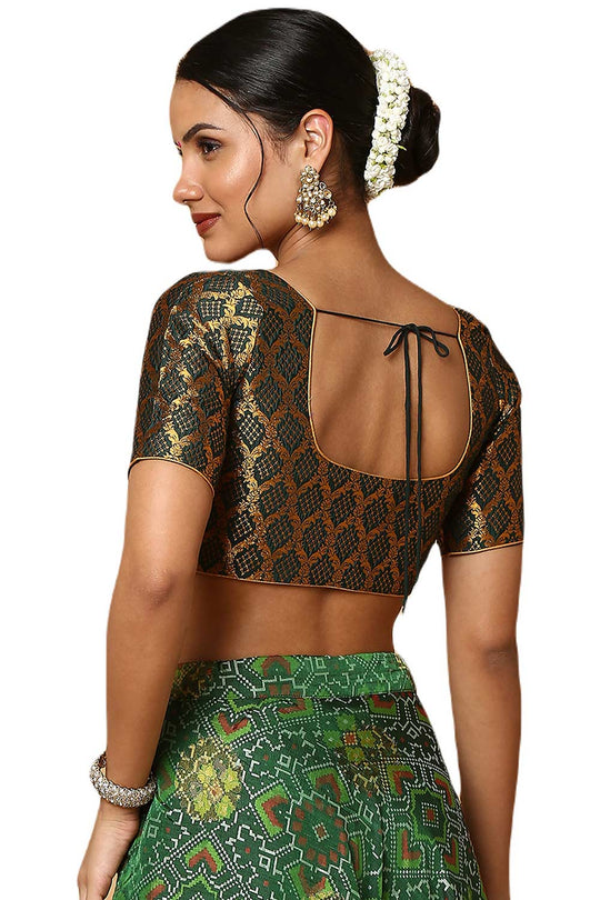 Tanya Bottle Green Silk Blend Woven Blouse