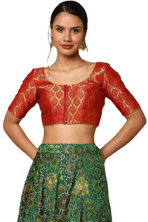 Buy Red Silk Blend  Woven Blouse Online