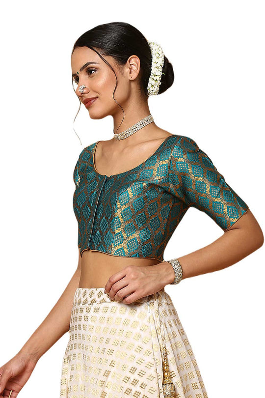 Rama Green Silk Blend Woven Blouse