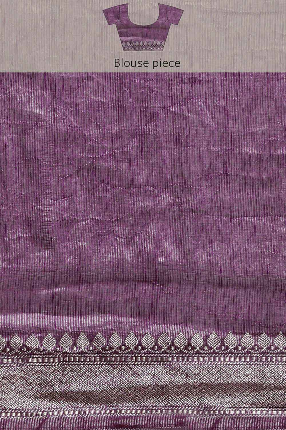 Buy Purple Zari Woven Linen Blend One Minute Saree Online - Zoom Out