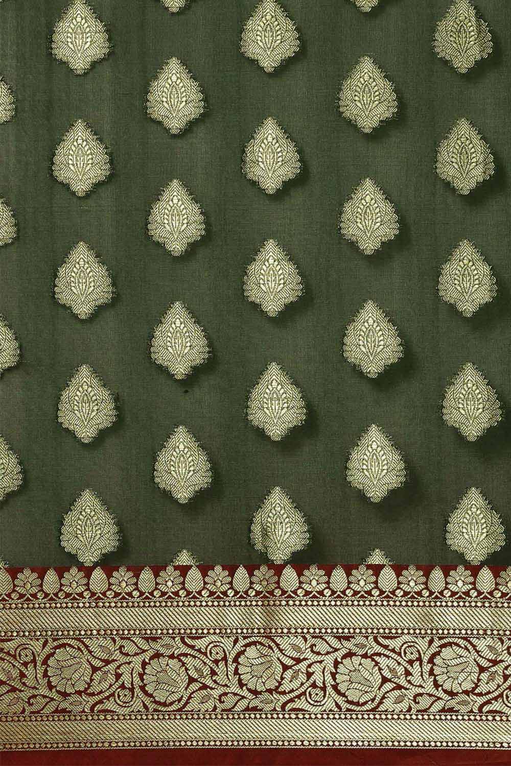 Buy Green Zari Woven Art Silk One Minute Saree Online - Front