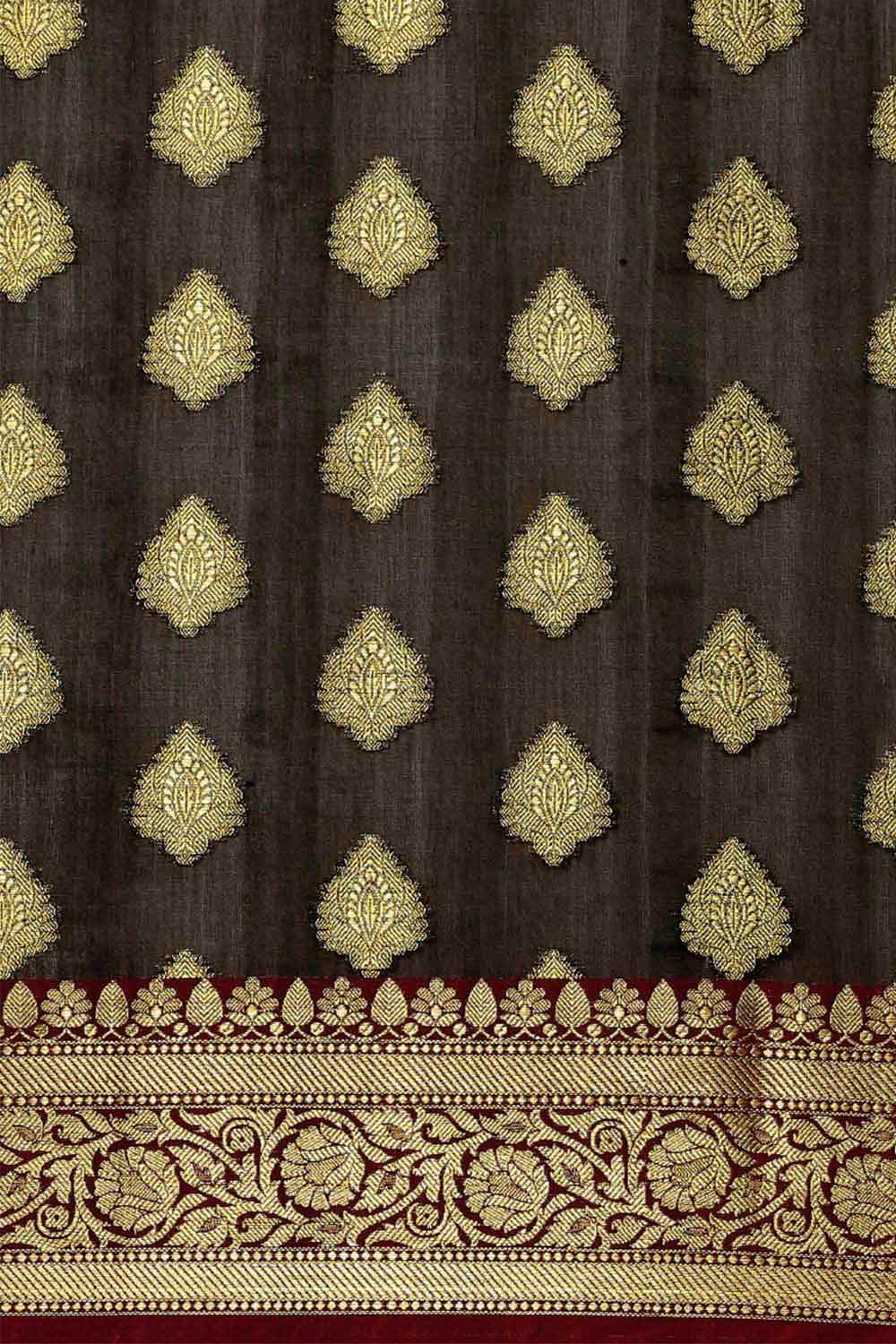 Buy Black Zari Woven Art Silk One Minute Saree Online - Front