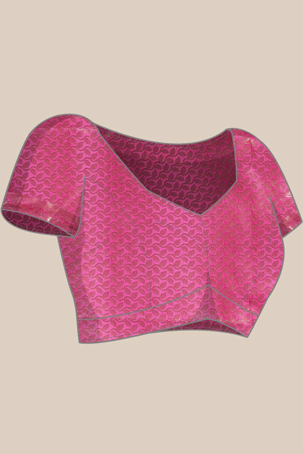 Buy Pink Zari Woven Silk Blend One Minute Saree Online - Zoom In