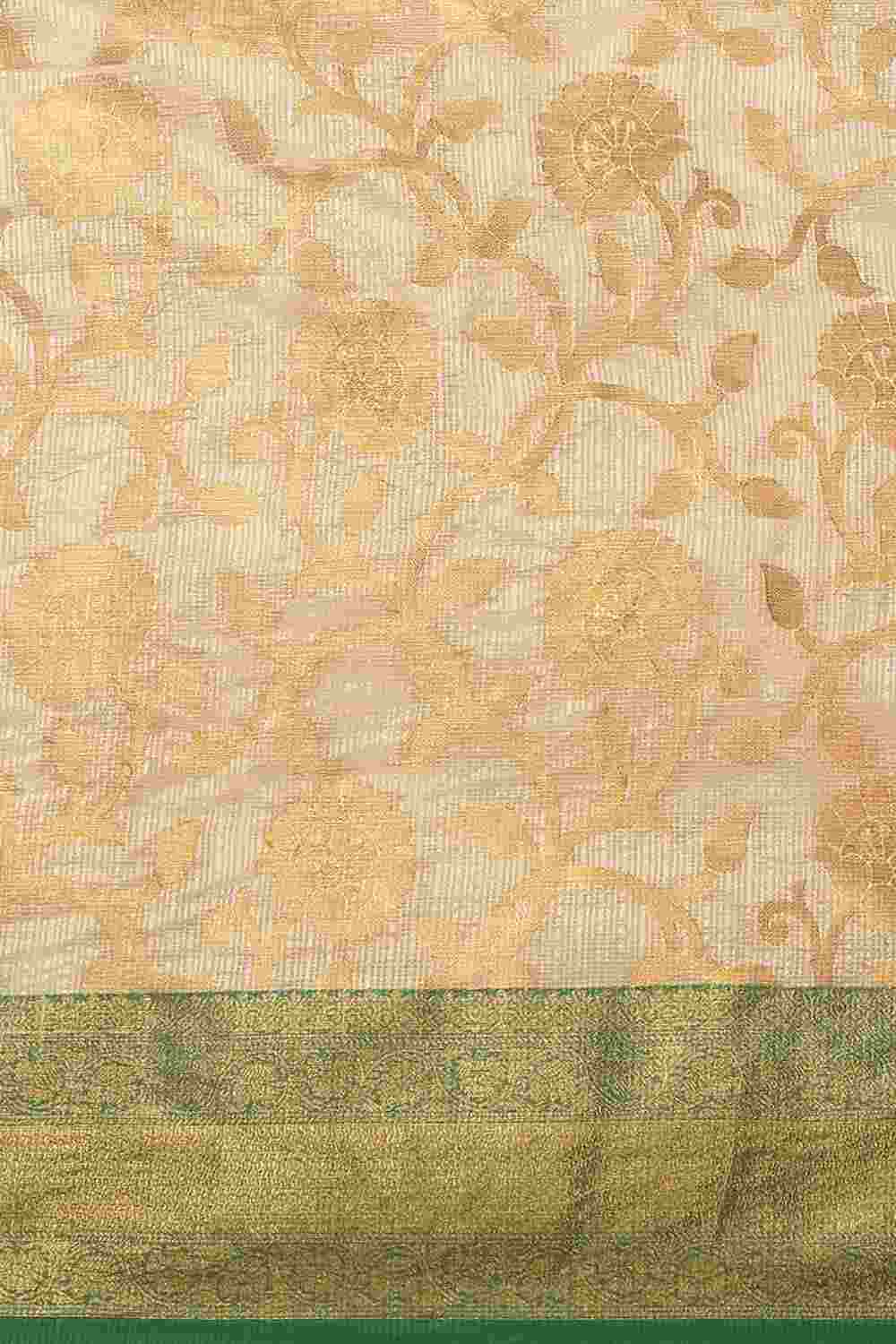 Buy Beige Tusser Art Silk Floral Printed Banarasi Saree Online - Zoom In 