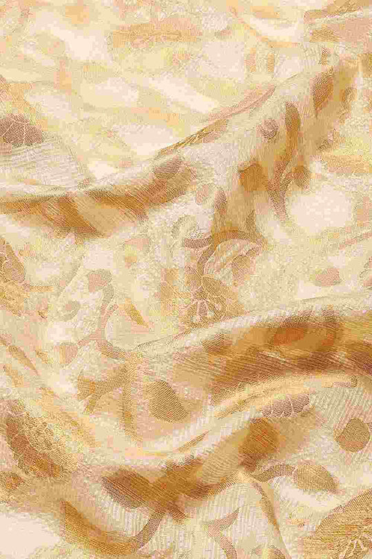 Buy Beige Tusser Art Silk Floral Printed Banarasi Saree Online - Zoom Out 