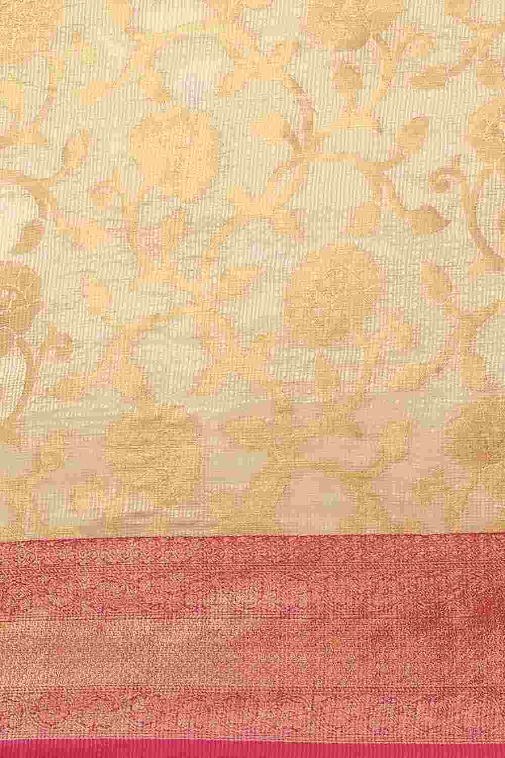 Buy Beige Tusser Art Silk Floral Printed Banarasi Saree Online - Zoom In 