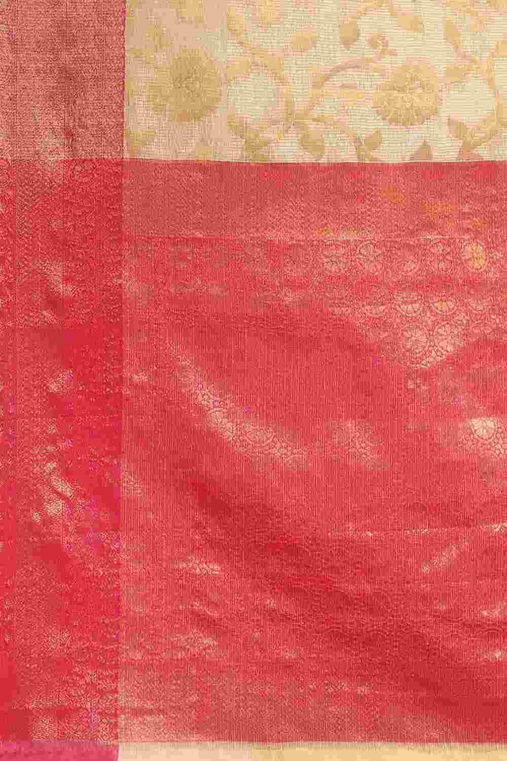 Buy Beige Tusser Art Silk Floral Printed Banarasi Saree Online - Zoom Out 