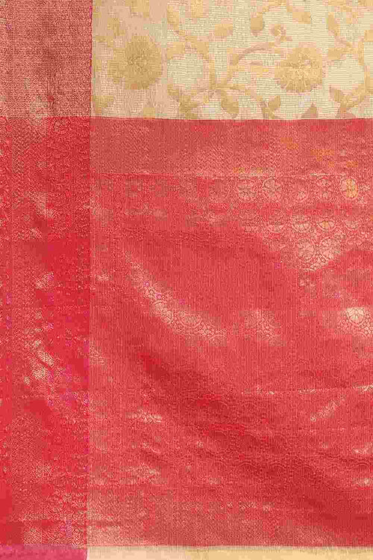 Buy Beige Tusser Art Silk Floral Printed Banarasi Saree Online - Zoom Out 