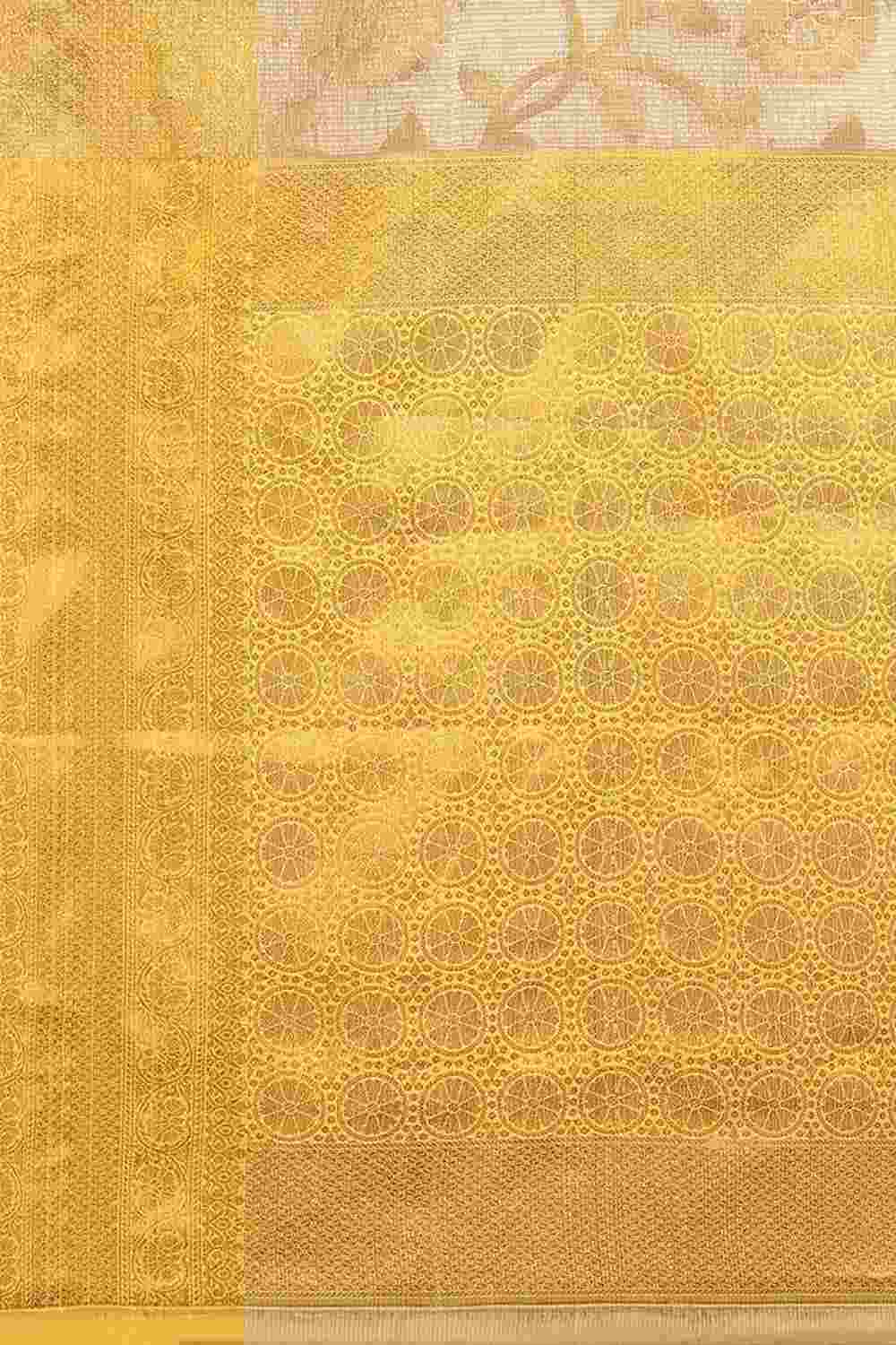 Buy Beige Tusser Art Silk Floral Printed Banarasi Saree Online - Zoom Out 