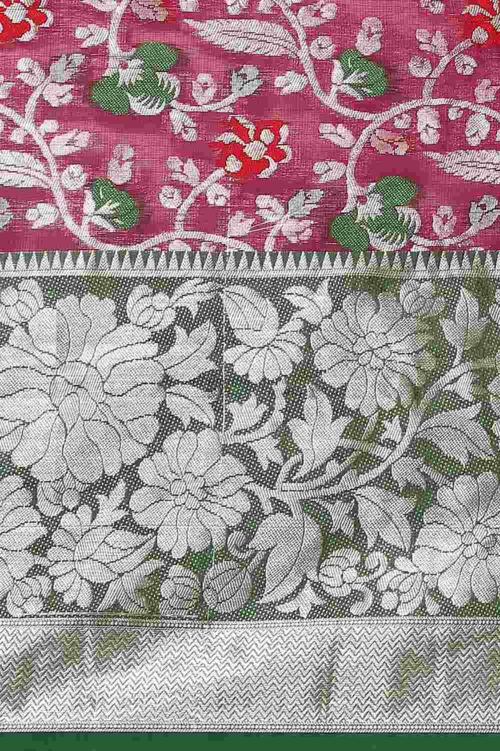 Buy Pink Art Silk Floral Printed Banarasi Saree Online - Zoom In 