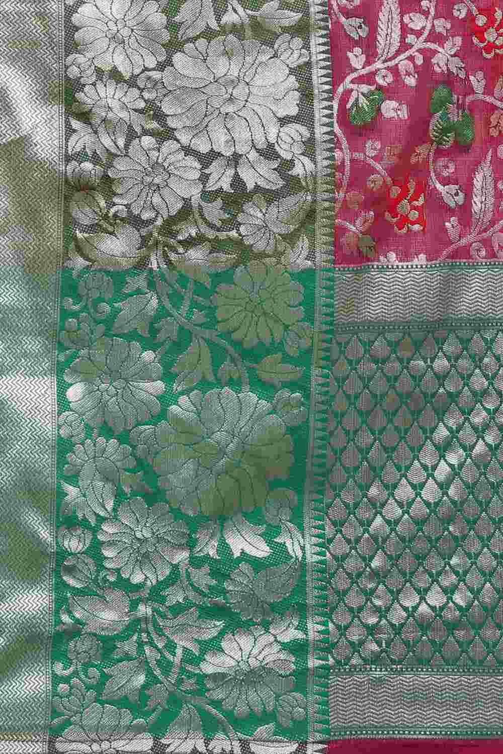 Buy Pink Art Silk Floral Printed Banarasi Saree Online - Zoom Out 