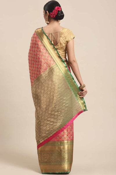 Buy Pink Art Silk floral woven Saree Online - Front 