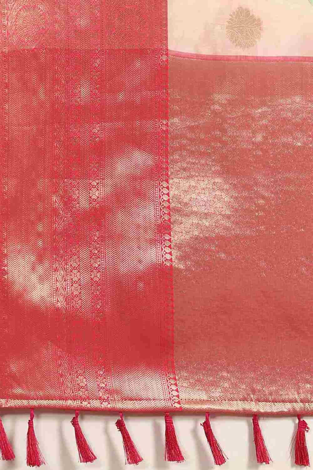 Buy Pink Soft Art Silk Floral Printed Banarasi Saree Online - Zoom Out 