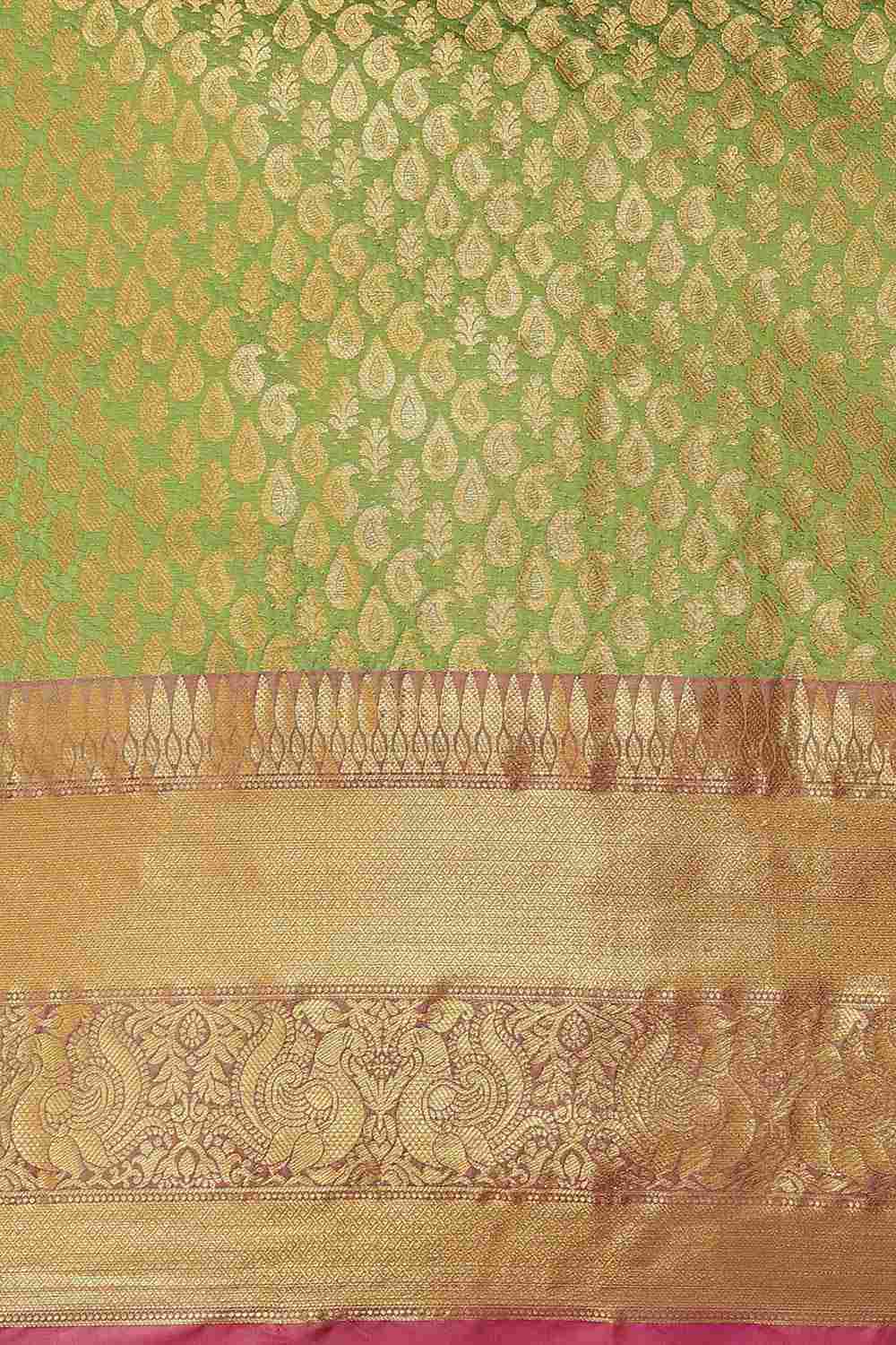 Buy Green Soft Art Silk Floral Printed Banarasi Saree Online - Zoom In 