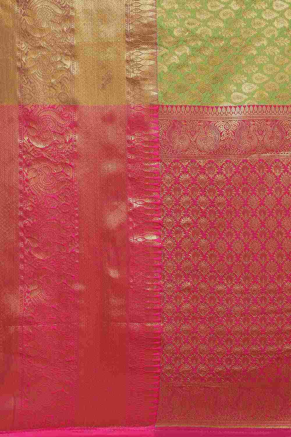 Buy Green Soft Art Silk Floral Printed Banarasi Saree Online - Zoom Out 