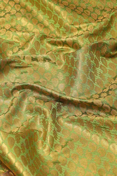 Buy Green Soft Art Silk Floral Printed Banarasi Saree Online - Side 