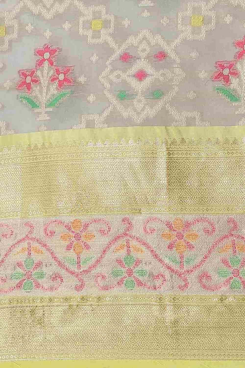 Buy Grey Art Silk Ikat Ikkat Saree Online - Side 