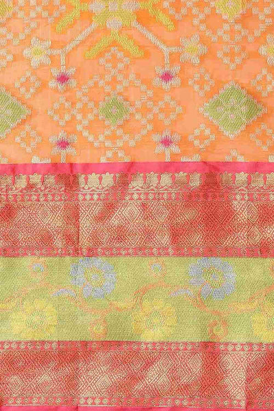 Buy Orange Art Silk Ikat Ikkat Saree Online - Zoom Out 