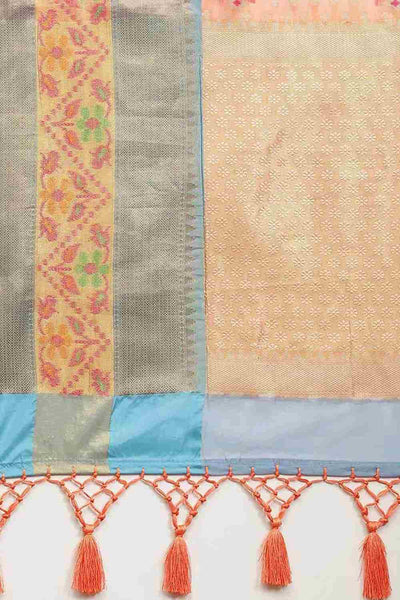 Buy Peach Art Silk Ikat Ikkat Saree Online - Side 