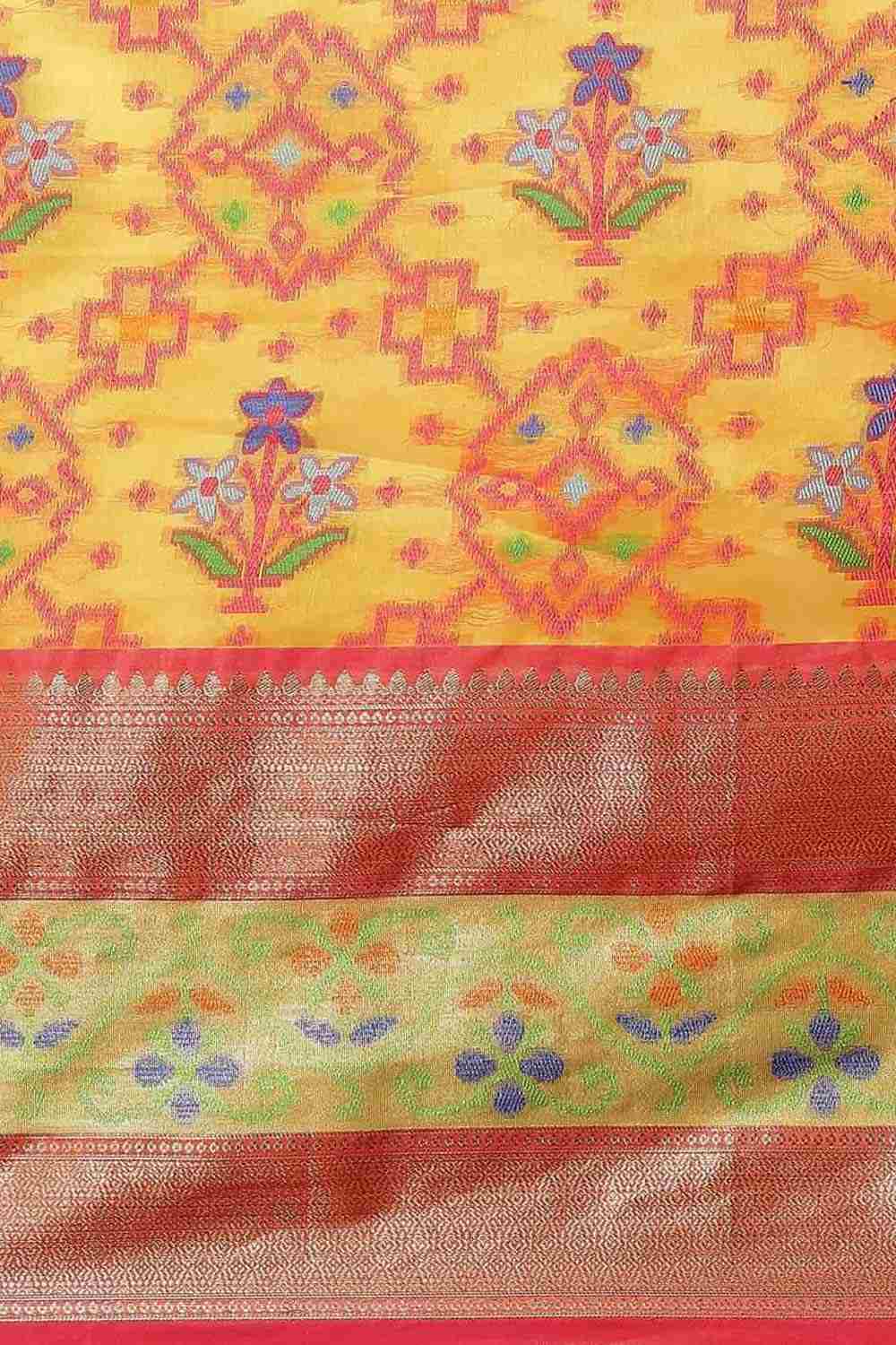 Buy Yellow Art Silk Ikat Ikkat Saree Online - Side 