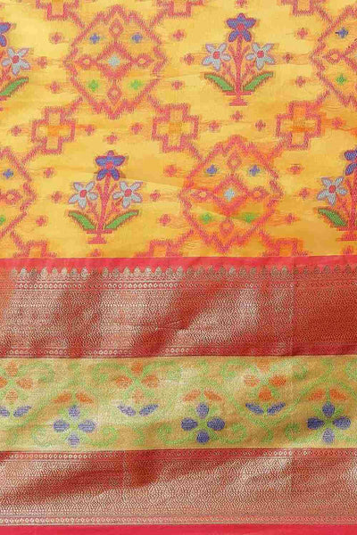 Buy Yellow Art Silk Ikat Ikkat Saree Online - Side 