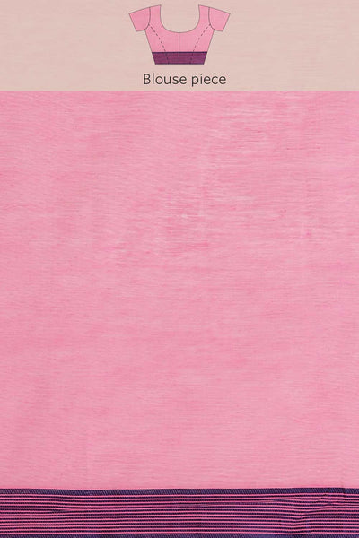 Buy Pink Cotton Floral Jamdani Saree Online - Side1 