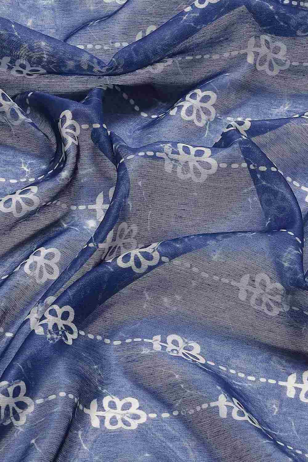 Buy Blue Cotton Block Printed Saree Online - Zoom Out 