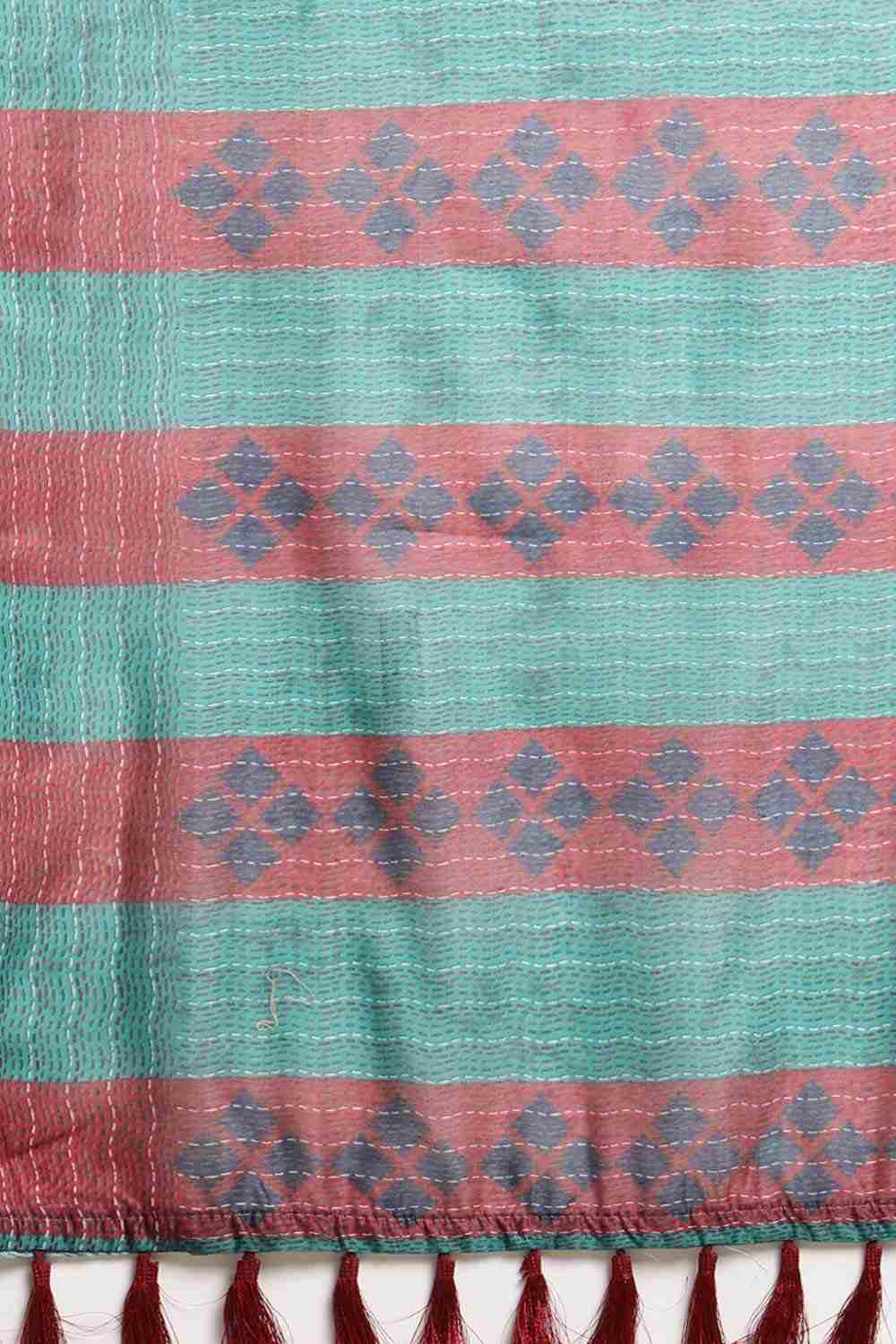 Buy Navy Blue Poly Cotton Bandhani Printed Saree Online - Back 